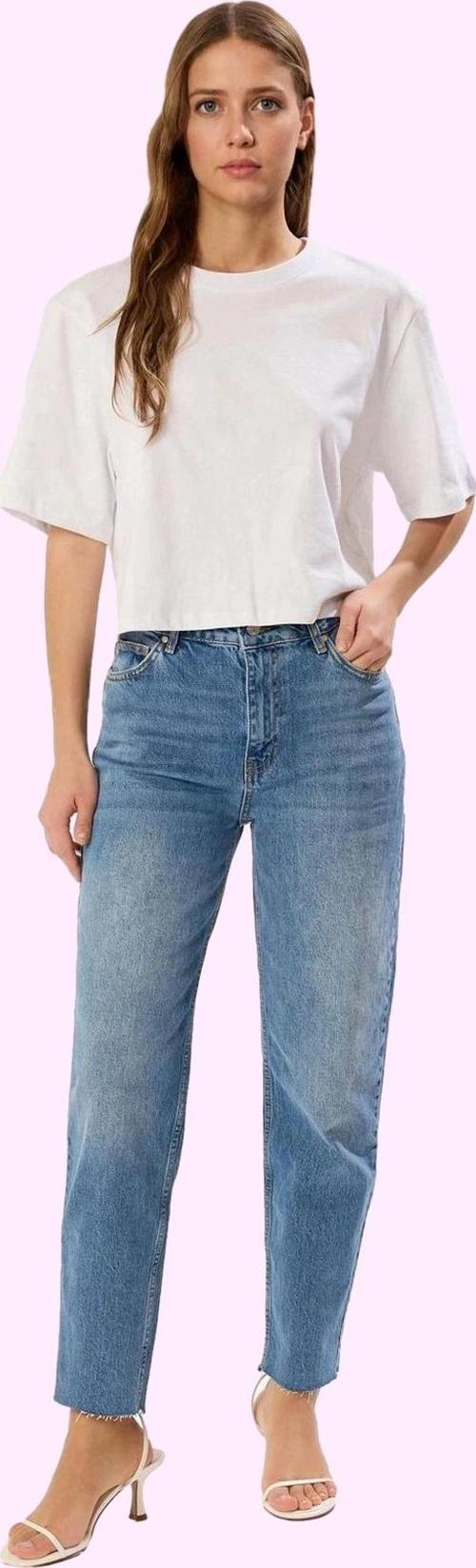 Kadın Mom Jean Geniş Paça Uzun Boy Denim Düz Desen Günlük Stil Hafta Sonu Kaliteli Malzeme