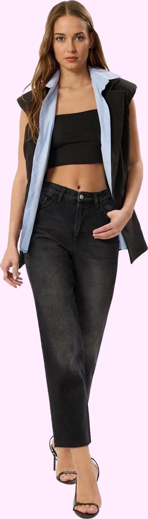 Kadın Yüksek Bel Straight Jean Pantolon Pamuk Denim Günlük Stil Yaz Aylarının Vazgeçilmezi