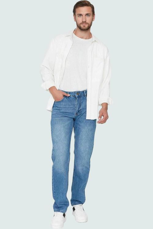 Erkek Straight Fit Denim Kot Pantolon Pamuk Günlük Kullanım Hafta Sonu Yaz Aylarının Vazgeçilmezi