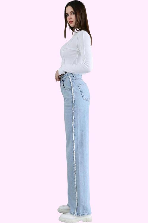 Kadın Yüksek Bel Uzun Boy Straight Jean Pantolon Pamuk Günlük Stil Yaz Aylarının Vazgeçilmezi