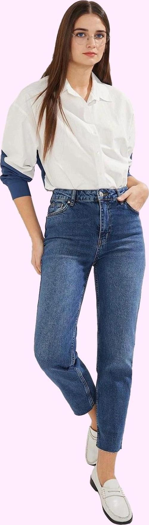 Kadın Mom Jean Geniş Paça Uzun Boy Denim Düz Desen Günlük Stil Hafta Sonu Kaliteli Malzeme