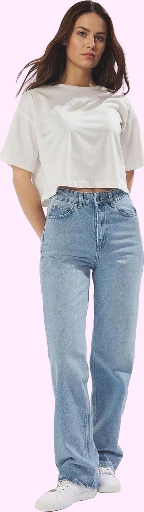 Kadın Yüksek Bel Uzun Boy Straight Jean Denim Pantolon Pamuk Günlük Stil Dayanıklı Malzeme