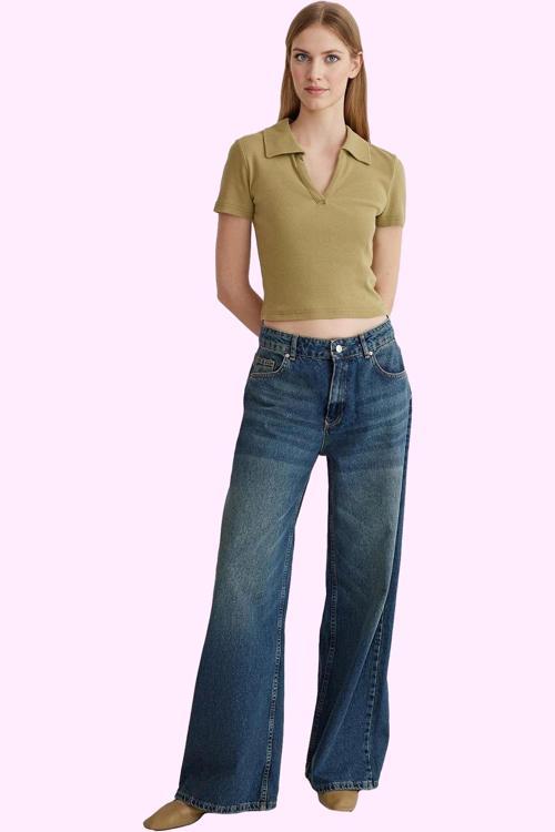 Kadın Geniş Paça Uzun Boy Düşük Bel Kot Pantolon Pamuklu Günlük Stil Yaz Aylarının Vazgeçilmezi
