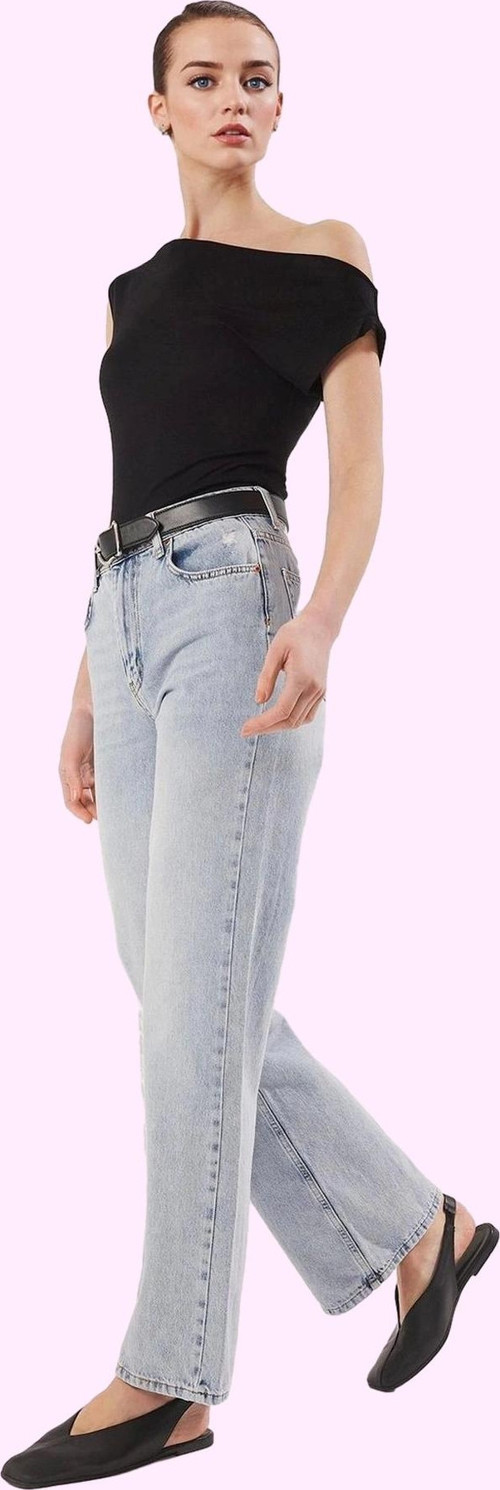 Kadın Yüksek Bel Geniş Paça Denim Jean Pantolon Pamuk Günlük Kullanım Yaz Aylarının Vazgeçilmezi