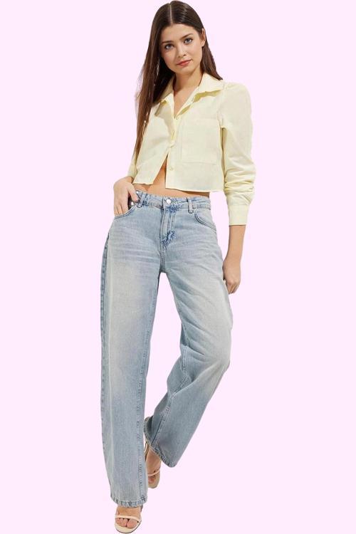 Kadın Geniş Paça Düşük Bel Baggy Jean Pantolon Pamuklu Günlük Kombinler Yaz Aylarının Vazgeçilmezi