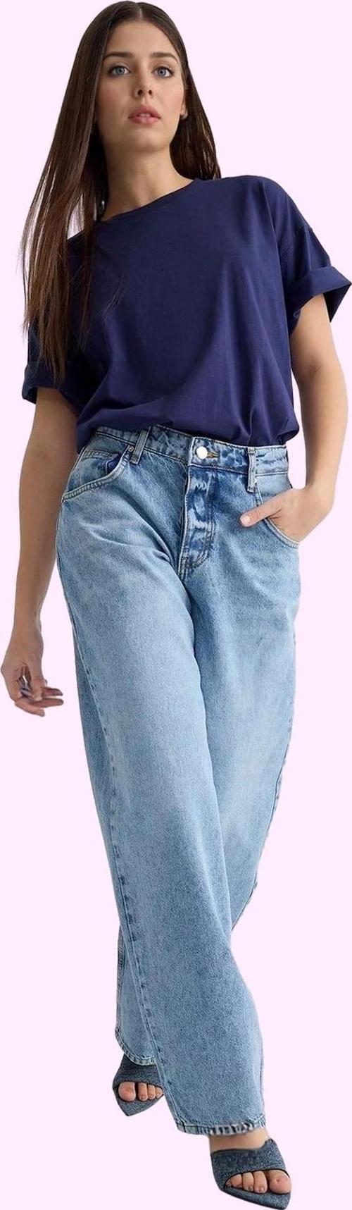 Kadın Baggy Jean Normal Bel Uzun Boy Pamuklu Günlük Kullanım Hafta Sonu Yaz Aylarının Vazgeçilmezi