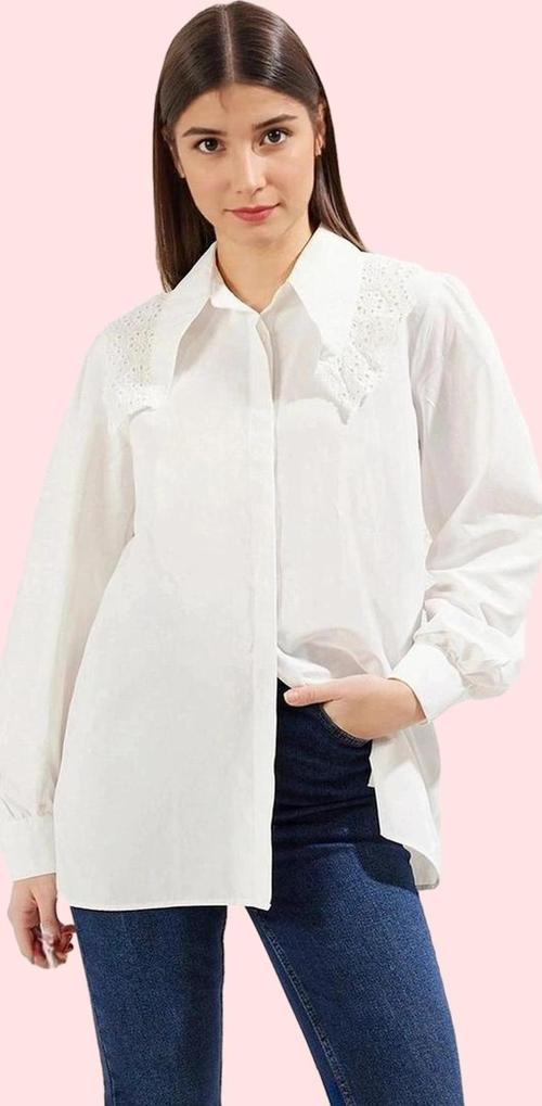 Kadın Brode Detaylı Dokuma Gömlek Ramazan Koleksiyonu Günlük Kullanım Yaz Aylarının Vazgeçilmezi