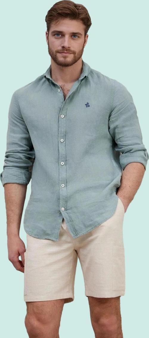 Erkek Regular Fit Keten Gömlek Düz Desen Uzun Kol Günlük Kullanım Yaz Aylarının Vazgeçilmezi