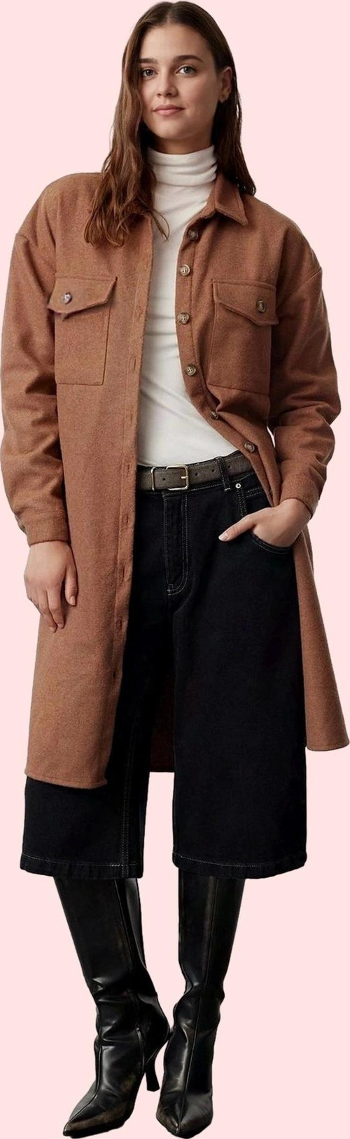 Kadın Uzun Kışlık Flanel Gömlek Düz Desen Relaxed Kalıp Günlük Şıklık Yaz Aylarının Vazgeçilmezi