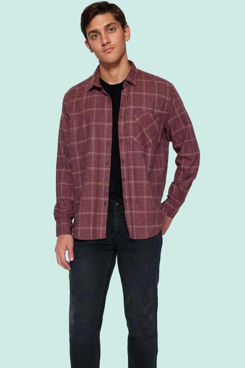 Erkek Kışlık Flanel Kareli Gömlek Regular Fit Uzun Kol Pamuk Günlük Stil Dayanıklı Malzeme