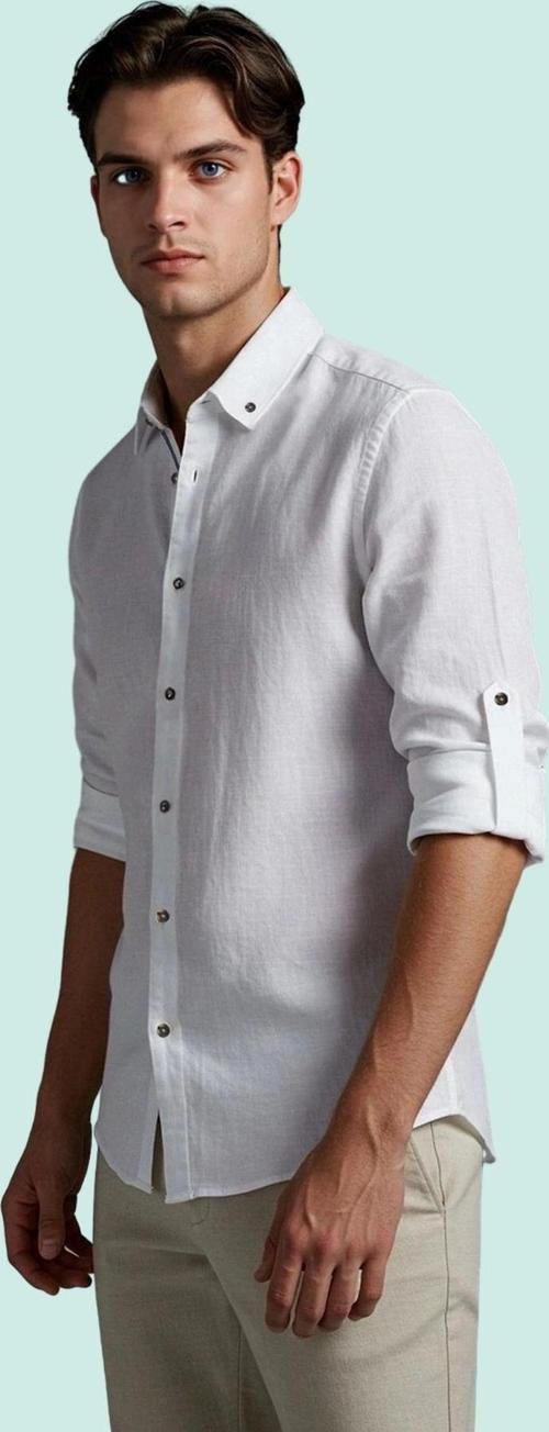 Erkek Slim Fit Uzun Kollu Gömlek Pamuklu Casual Günlük Hafta Sonu Yaz Aylarının Vazgeçilmezi