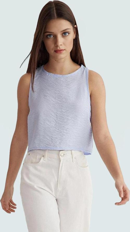 Regular Kalıp Polyester Crop Bluz Bisiklet Yaka Aerobin Dokuma Yazlık Yüksek Kalite