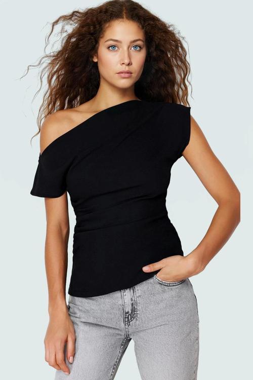 Rahat ve Şık Tek Kol Bluz %100 Polyester Krep Dokuma Günlük Kullanım İçin Mükemmel Uyum