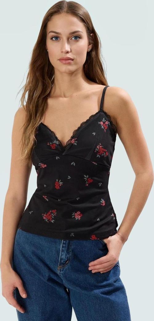 Çok Çiçekli Desenli Tül Bluz Nefes Alan Polyester Kumaş Profesyonel Görünüm