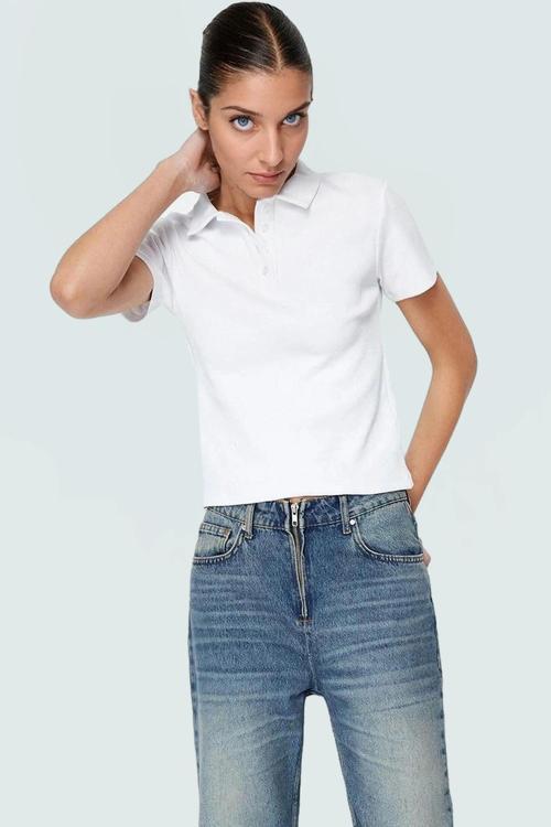 Şık Pamuklu Kaşkorse Örme Bluz Fitted Kalıp Kısa Kol Seçkin Malzeme Trend Tasarım