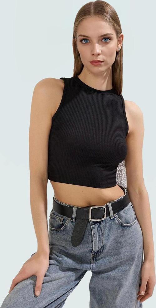 Crop Bluz Animal Baskı Halter Yaka Örme Polyester Rahat Günlük Uzun Ömürlü Mükemmel Uyum