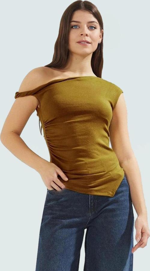 Fitted Viskoz Örme Bluz Asimetrik Yaka Kolsuz Yazlık Yüksek Kalite Kaliteli İşçilik