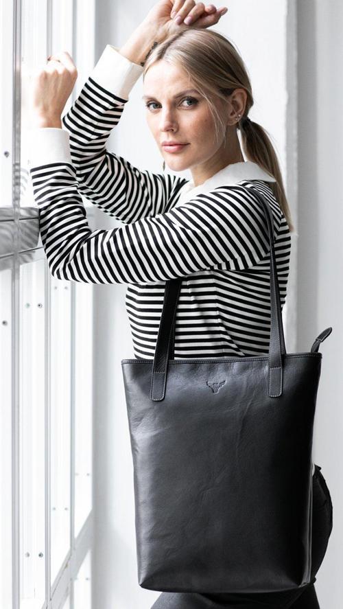 Deri Omuz Çantası ToteBag - Siyah