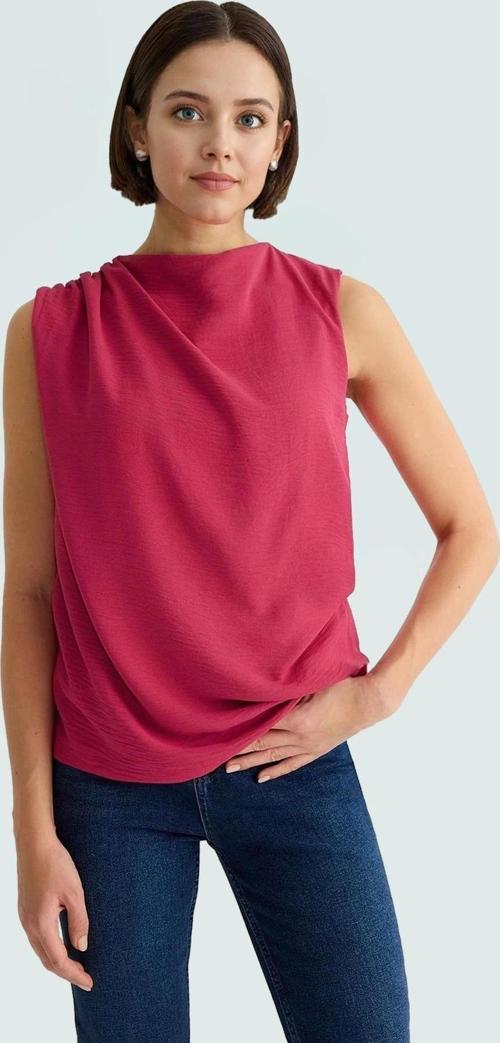 Rahat Aerobin Kumaştan Bisiklet Yaka Kolsuz Bluz Günlük Kombinler İçin Mükemmel Uyum