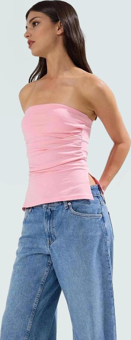Nefes Alan Pamuklu Straplez Bluz Fitted Kalıp Renk Yazlık Uzun Ömürlü Trend Tasarım