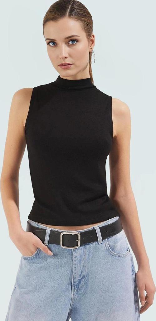 Regular Örme Bluz Dik Yaka Kolsuz Fitted Kalıp Günlük Yüksek Kalite Dayanıklı Malzeme