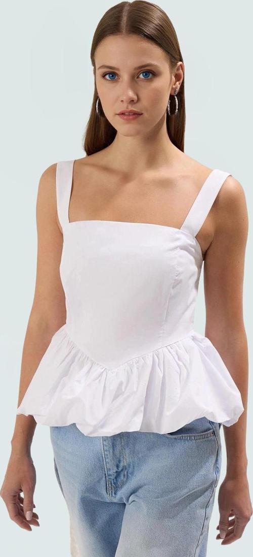 Fitted Bluz Kolsuz Kare Yaka Dacron Dokuma Yazlık Zarifane Tasarım Kaliteli İşçilik