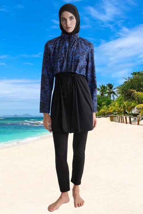 Tam Koruma Sağlayan Tasarım Tesettür Plaj Giyim Klora Dayanıklı Esnek Kumaş Şık Detaylı