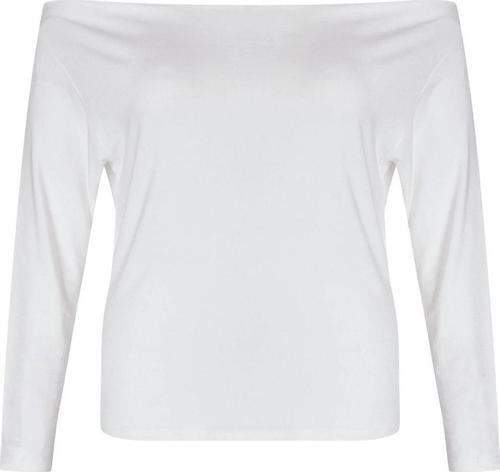 Moda Büyük Beden Carmen Yaka Örme Fit Düz Desen Casual Günlük Regular Uzun Kol Bluz