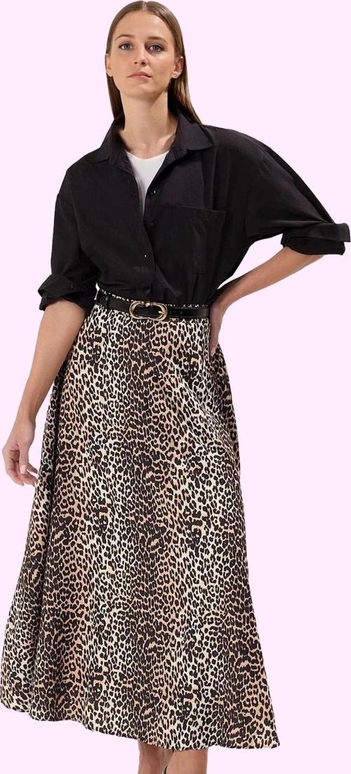Kadın Maxi Boy Leopar Desenli Dokuma Etek Queen Crep Kumaş Günlük Şık Yaz Aylarının Vazgeçilmezi