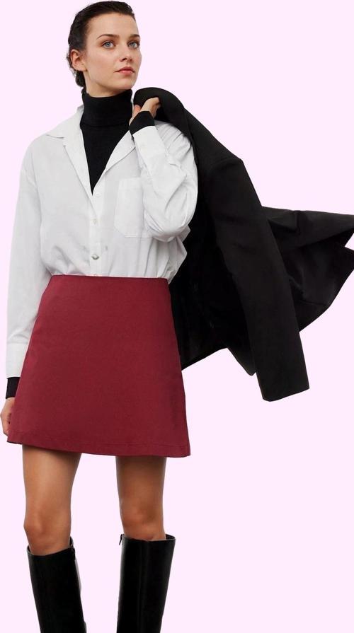 Kadın Mini Etek Yüksek Bel A line Dokuma Gabardin Günlük Stil Hafta Sonu Dayanıklı Malzeme