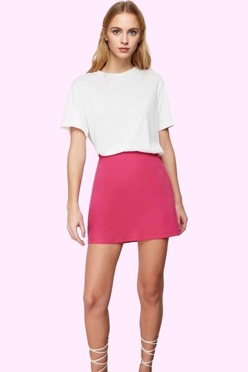 Kadın Mini Etek Yüksek Bel A line Dokuma Gabardin Günlük Stil Hafta Sonu Dayanıklı Malzeme