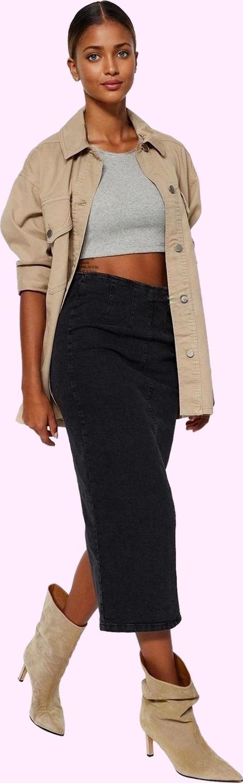 Kadın Denim Kalem Etek Midi Boy Rahat ve Şık Günlük Kombinler Hafta Sonu Dayanıklı Malzeme