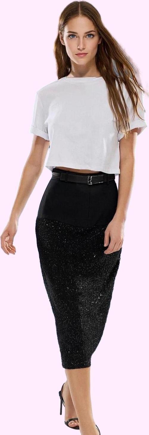 Kadın Şık Gece Etek Payet Detaylı Dokuma Midi Boy Normal Bel Finike Yaz Aylarının Vazgeçilmezi