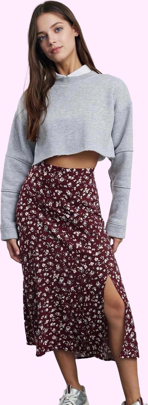 Kadın Viskoz Midi Boy A line Etek Casual Günlük Yaz Kullanımı İçin Yüksek Bel Modern Tasarım