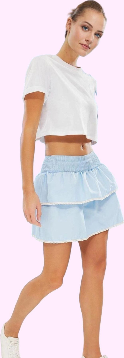 Kadın Mini Etek Terrycotton Kumaş Ekose Desenli Fırfırlı Şık Günlük Kullanım Modern Tasarım