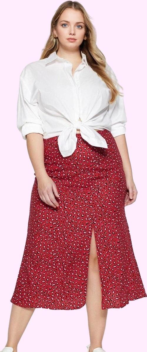 Kadın Büyük Beden Viskoz Dokuma Etek A line Şıklığı Casual Tarzı Midi Boy Günlük Kombinler