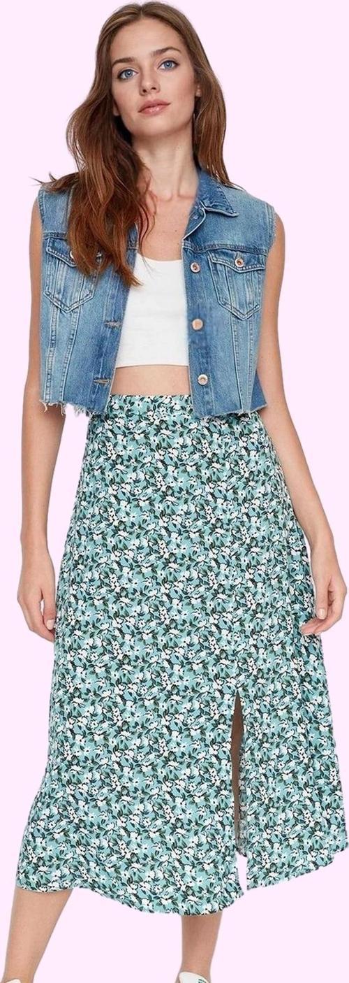 Kadın Viskoz Midi Boy A line Etek Casual Günlük Yaz Kullanımı İçin Yüksek Bel Modern Tasarım