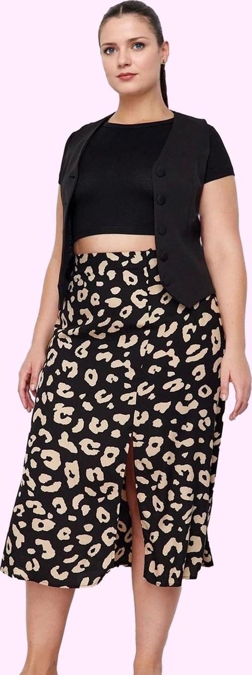 Kadın Büyük Beden Viskoz Dokuma Etek A line Şıklığı Casual Tarzı Midi Boy Günlük Kombinler