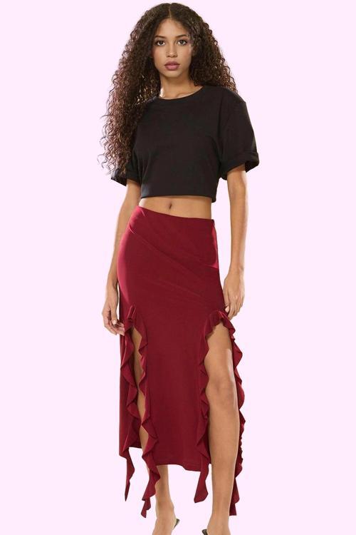 Kadın Yırtmaçlı Maxi Etek Günlük Casual Stil Yüksek Bel Hafta Sonu Yaz Aylarının Vazgeçilmezi