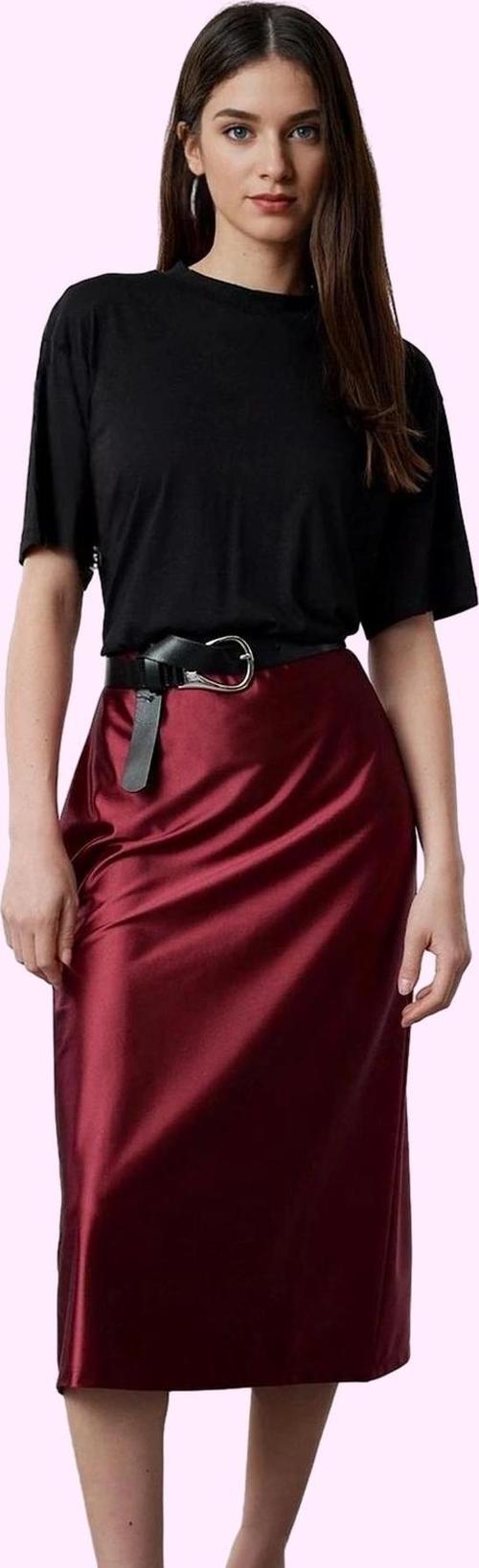 Kadın A Kesim Midi Etek; Saten Kumaş Beli Lastikli Günlük Şıklık Yaz Aylarının Vazgeçilmezi