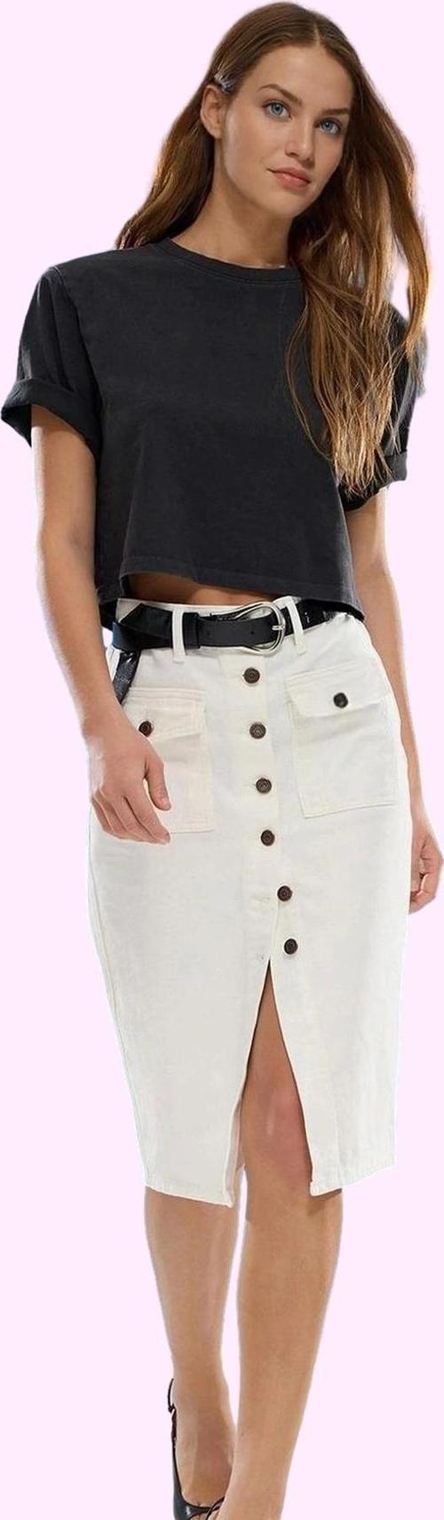 Kadın Denim Etek Pamuk Midi Boy Günlük Casual Stil Modern Tasarım Yaz Aylarının Vazgeçilmezi