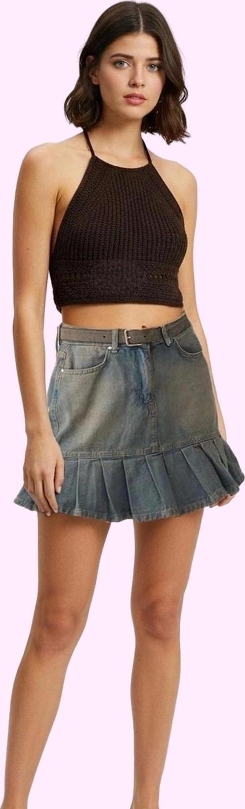 Kadın Pamuklu Denim Mini Skater Etek Günlük Casual Kombinler Hafta Sonu Yaz Aylarının Vazgeçilmezi