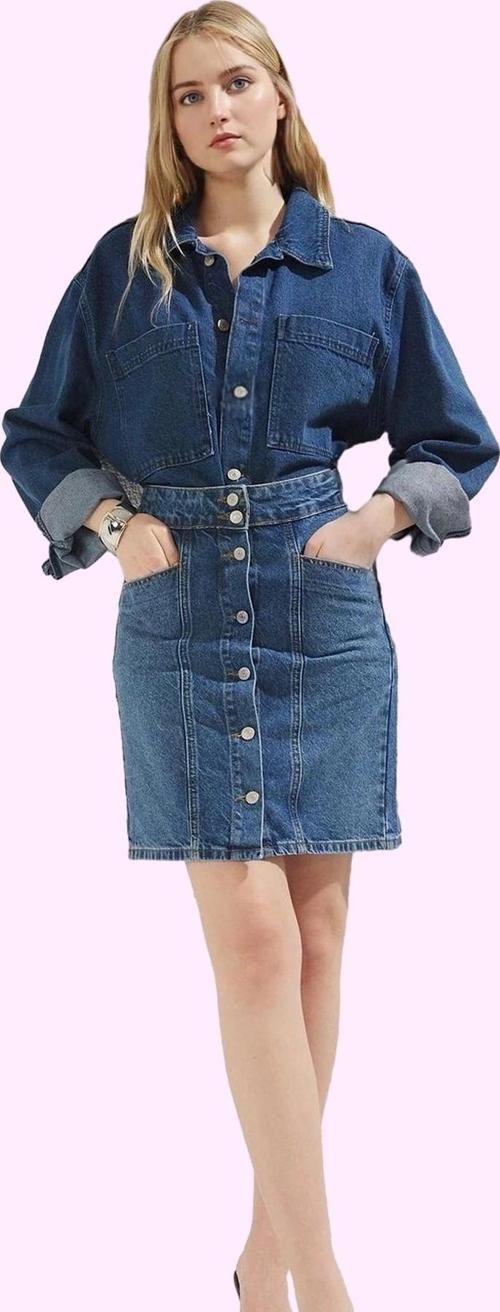 Kadın Denim Etek Pamuk Ön Düğmeli Mini Boy Casual Günlük Kullanım Yaz Aylarının Vazgeçilmezi