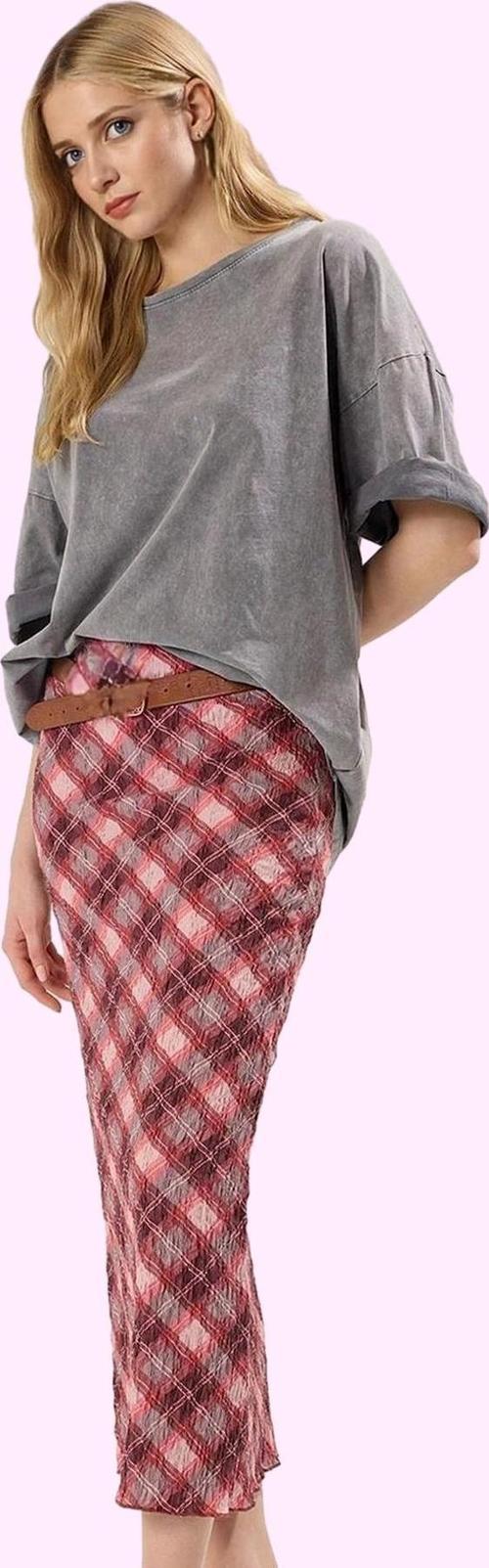 Kadın Yazlık Maxi Etek Çok Ekose Yüksek Bel Kalem Astarlı Polyester Yaz Aylarının Vazgeçilmezi