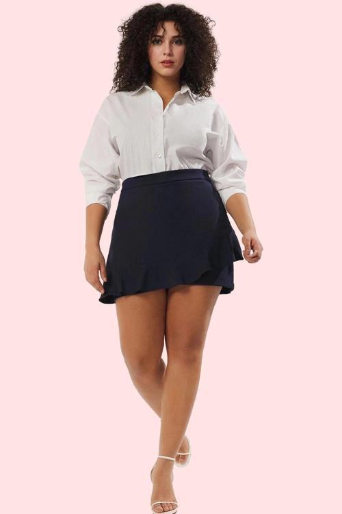 Kadın Şort Etek Dokuma Kumaş Geniş Paça Polyester Karışımlı Ofis ve Günlük Kaliteli Malzeme