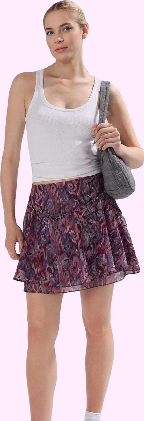 Kadın Astarlı Fırfırlı Şifon Mini Etek Desenli Günlük Kombin Hafta Sonu Yaz Aylarının Vazgeçilmezi