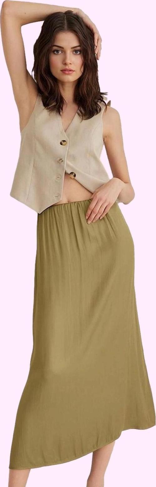 Kadın Düz Desen Casual A line Midi Etek Günlük Kullanım İçin Hafta Sonu Yaz Aylarının Vazgeçilmezi