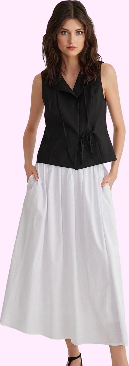 Kadın Maxi Etek Yüksek Bel Kloş Dokuma Kumaş Günlük Stil Hafta Sonu Yaz Aylarının Vazgeçilmezi