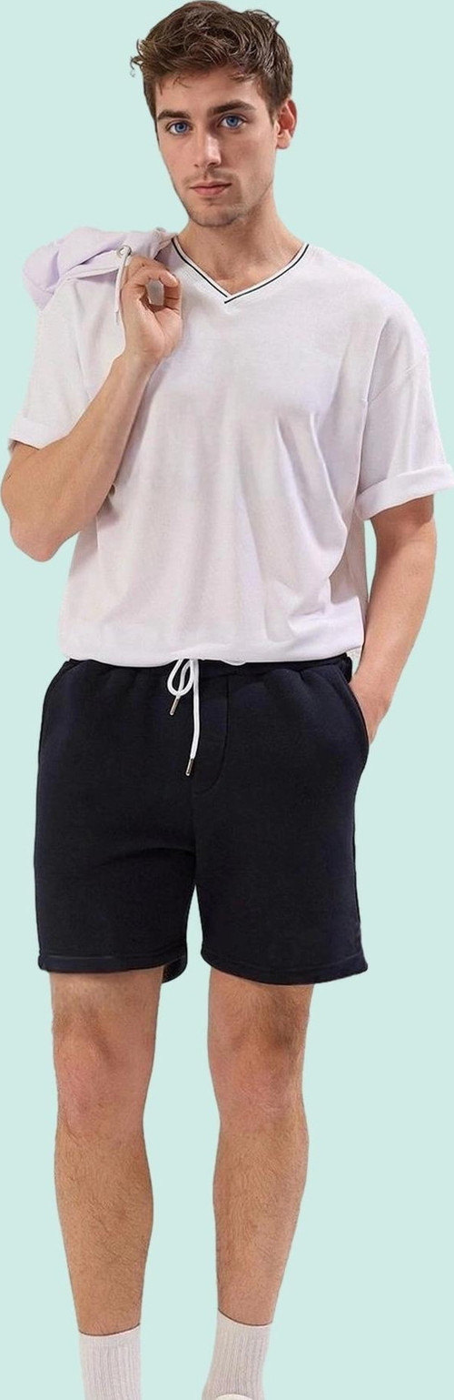 Erkek Spor Şort Pamuk Polyester Kısa Rahat Yaz
