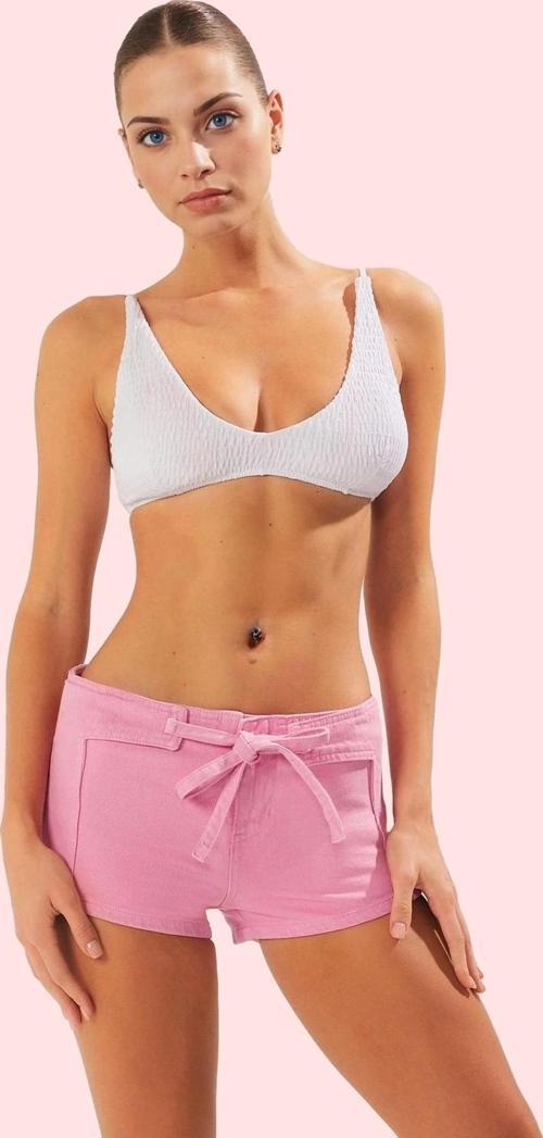 Kadın Plaj Şortu Pamuk Flamlı Dokuma Renk Kısa Boy Yazlık Günlük Kullanım Kaliteli Malzeme